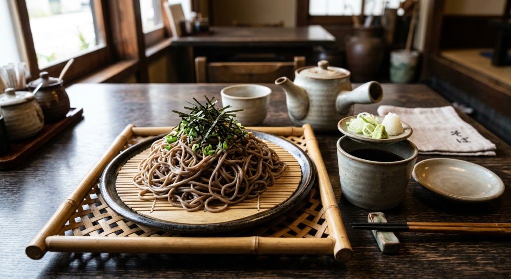 Zaru soba, cold buckwheat noodles — an example of simple, refined design